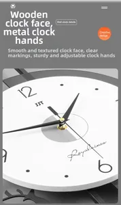 Macro detail of wooden clock face with metal hands and minimalist geometric pattern