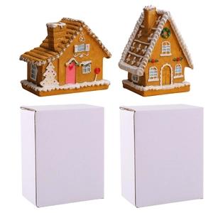 Christmas resin LED glowing gingerbread house tabletop ornaments with white packaging boxes