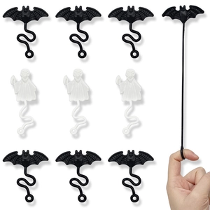 9-piece Halloween slingshot toy set featuring stretchy black bats and white ghosts