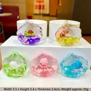 Five styles of liquid shell charms including turtle, dolphin, and seal, size 5.5x5.4cm