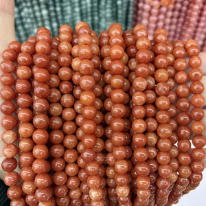 Polished round orange carnelian chalcedony beads for DIY handmade jewelry crafting