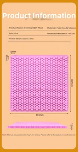 Detailed view of pink 518-cavity heart silicone mold with food-grade material parameters