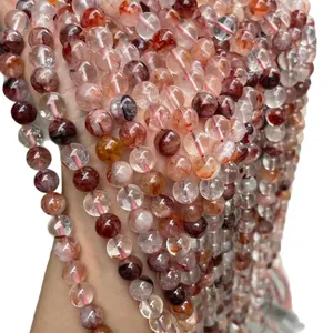 Perles rondes naturelles en quartz rouge pour la création de bijoux DIY et bracelets