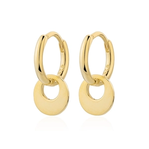 Minimalist S925 sterling silver gold plated round disc huggie hoop earrings for women