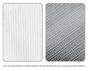Detail view of anti-slip backing textures with diamond patterns for bathroom rugs