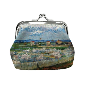 Vintage Van Gogh oil painting mini coin purse with classic silver metal clasp closure