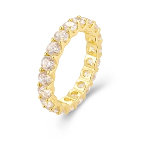 Elegant S925 silver eternity ring featuring 3.5mm round cubic zirconia in gold plating