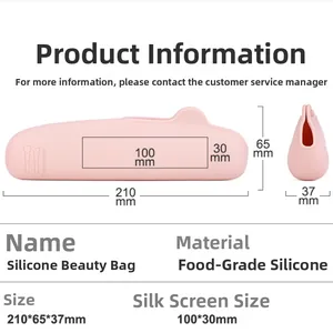 Detailed dimensions of pink food-grade silicone makeup sponge and brush organizer case