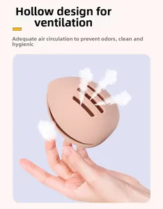 Detailed close-up of hollow silicone makeup blender case with breathable ventilation slots