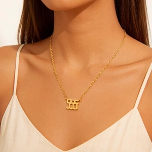 Gothic Number Necklace 18K Gold Plated Stainless Steel Waterproof Non Fading Pendant Clavicle Chain Jewelry For Women