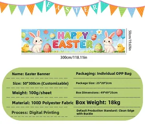 Detailed view of the 100D polyester Easter banner showing digital print quality