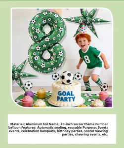 40-inch green number 8 foil balloon with soccer patterns for football themed parties