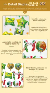 Detail view of Brazil and Mexico flag foil balloons with automatic sealing valve feature