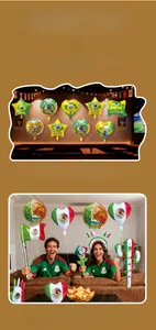 Brazil and Mexico football party decoration set with flag-themed foil balloons