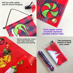 Detail of Grinch Christmas banner showing PVC pole, copper eyelets and polyester fabric