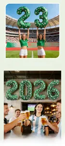 Detailed view of 40 inch green soccer pattern foil balloons for 2026 world cup party décor