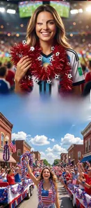 Gros plan de guirlande en clinquant rouge étincelant avec mini ballons de football