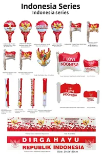 Detail of Indonesia Independence Day party set with red and white balloons and banners