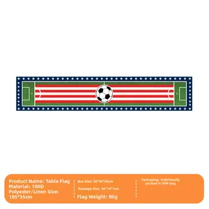 Close-up of 185x35cm soccer table runner made of durable 100D polyester fabric
