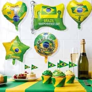 Brazil Independence Day balloon set with heart and star foil balloons for themed parties
