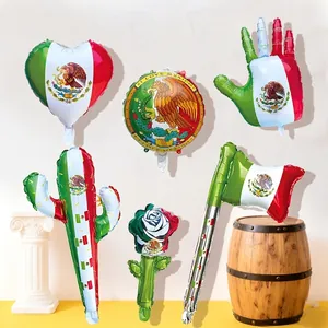 Mexico World Cup foil balloons set in green white and red colors for party decoration