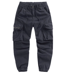 Detail of cargo joggers waist featuring elastic drawstring and functional multi-pockets