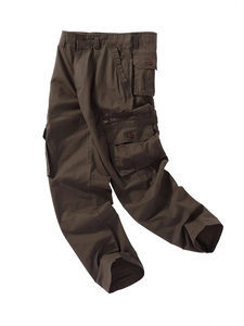 Men's Outdoor Casual Cargo Pants 100 Percent Cotton Multi Pocket Straight Leg Workwear Trousers For Daily Travel Men