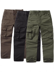 Men Cotton Cargo Pants Multi Pocket Outdoor Casual Hiking Trousers Tactical Straight Leg Work Pants For Adult Male