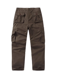 Mens heavy duty multi pocket tactical cargo pants in olive green cotton canvas fabric