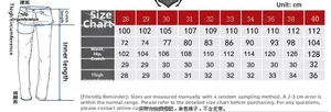 Size chart showing waist and length measurements for men's loose cargo work pants