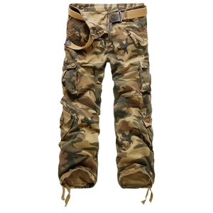 Pantaloni Cargo Mimetici in Cotone da Uomo Tattico Militare Multi Tasca Pantaloni Lunghi Con Cintura All'aperto