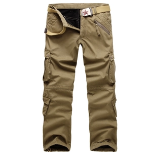 Herren Winter Cargo-Hose in Khaki mit warmem Fleece-Futter und taktischem Gürtel