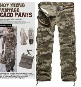Herren Camouflage Cargo-Hose mit mehreren Taschen und Gürtel im Militär-Stil Design