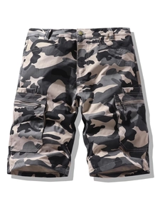 Men Cargo Shorts Durable Ripstop Camouflage Multi Pockets Loose Fit Outdoor Casual Summer Plus Size Hiking Shorts