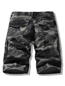 Men's camouflage cargo shorts with heavy-duty pockets and casual outdoor styling