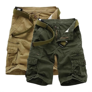 Men's Casual Cargo Shorts With Belt Multi Pockets Durable Cotton Canvas Five Point Pants Summer Outdoor Fashion Shorts For Men