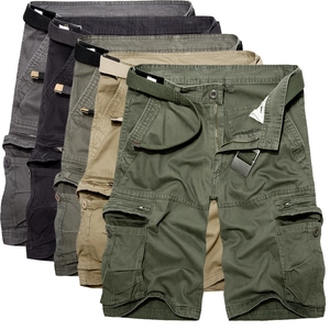 Men's Cotton Cargo Shorts Multi Pocket Breathable Summer Outdoor Casual Tactical Work Bottoms For Adults With Belt