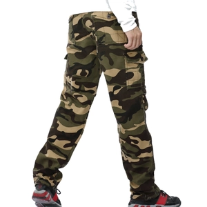 Men's camouflage cargo pants with multi-pocket design and relaxed straight fit style