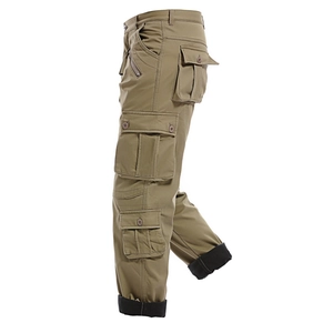 Pantaloni cargo uomo invernali con fodera in pile termico e tasche laterali capienti