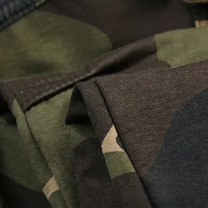 Winter men's camouflage cargo pants with warm fleece lining and woodland print