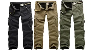 Pantaloni cargo invernali da uomo foderati in pile con multi-tasche in tre colori