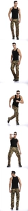 Multiple views of men's jungle camouflage cargo pants with tactical pockets and relaxed fit