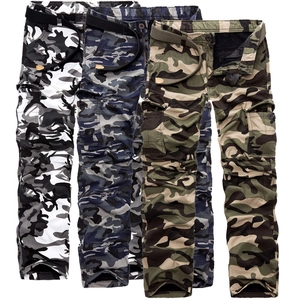 Men's Fleece Lined Camouflage Cargo Pants Warm Winter Outdoor Multi-pocket Casual Trousers Acrylic Blend Long Pants