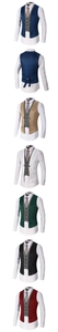 Detail view of double-layer business suit vest with striped inner layer and dotted tie