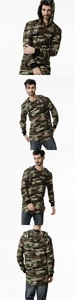 Vues détaillées sous plusieurs angles du sweat à capuche camouflage pour hommes avec cordons
