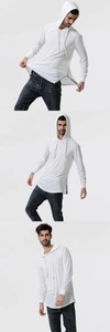 Détail du sweat à capuche blanc pour hommes avec fermeture éclair latérale fonctionnelle