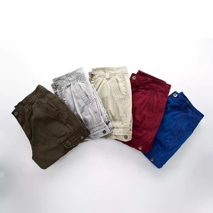 Men's cotton cargo shorts with multiple pockets available in five assorted solid colors