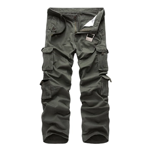 Men's Multi-Pocket Cargo Pants Outdoor Tactical Straight Leg Cotton Trousers Plus Size Casual Work Bottoms Solid Color