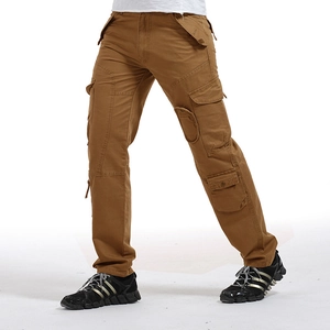 Pantalon Cargo Décontracté pour Hommes Multi-Poches Coton Coupe Large Jambe Droite Grande Taille Mode Extérieure