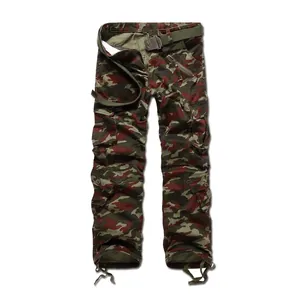 Men's Multi-Pocket Camouflage Cargo Pants Casual Cotton Twill Straight Leg Workwear Trousers Plus Size Outdoor Fashion Pants